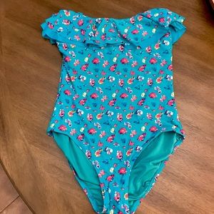 DKNY Strapless Ruffle Top One Piece Swimsuit